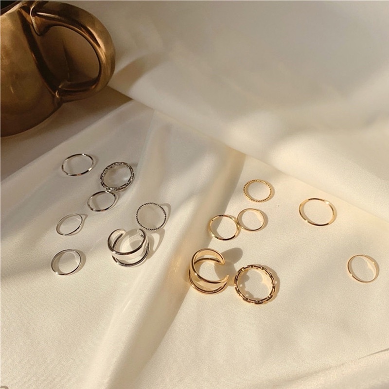 Goldstein set rings (gold, silver, black)