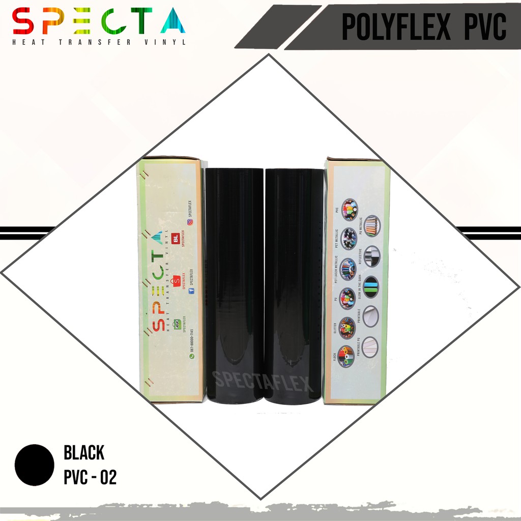 SPECTAFLEX POLYFLEX KOREA PVC-2 ROLL HITAM HTV VINYL - PVC HTV HITAM