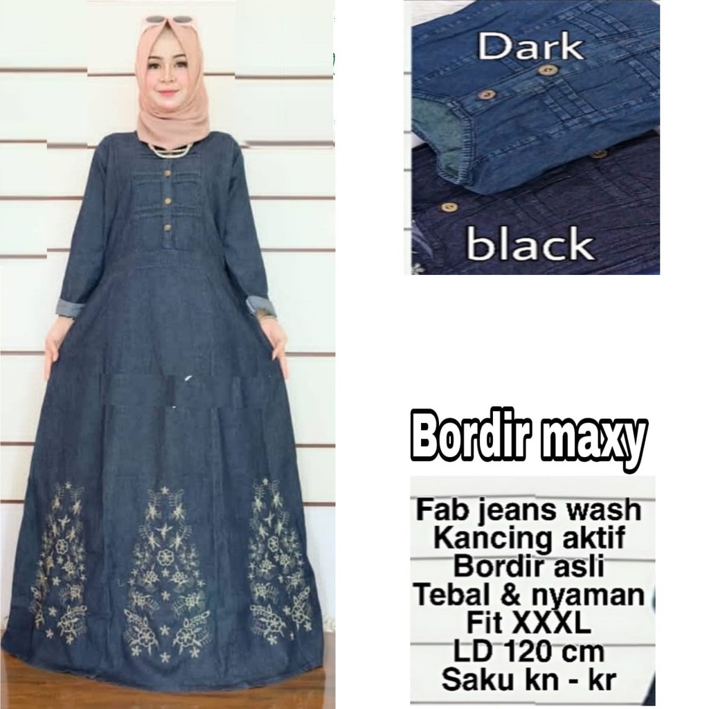 AERO MAXY BORDIR MAXY DRESS JEANS ORIGINAL KEKINIAN MURAH GBM