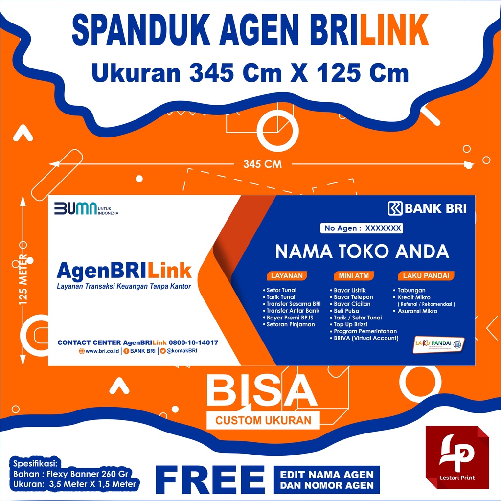 SPANDUK BRILINK 345 CM X 125 CM / SPANDUK AGEN BRILINK / BANNER AGEN BRI LINK