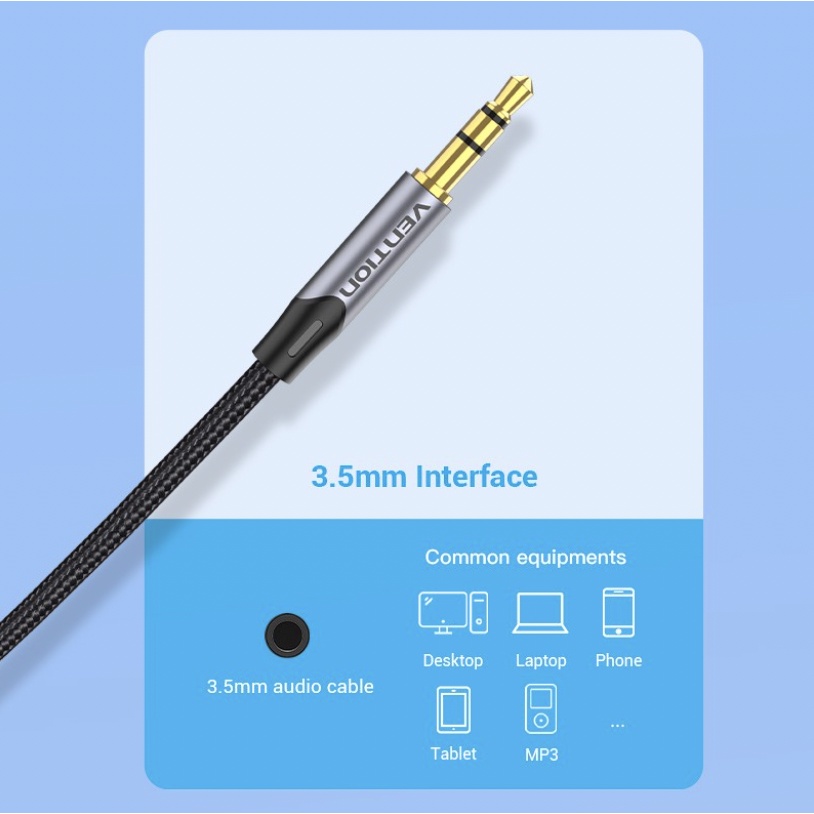 [1M] Vention Kabel Aux Audio Jack 3.5mm male to 2 RCA male - BCN