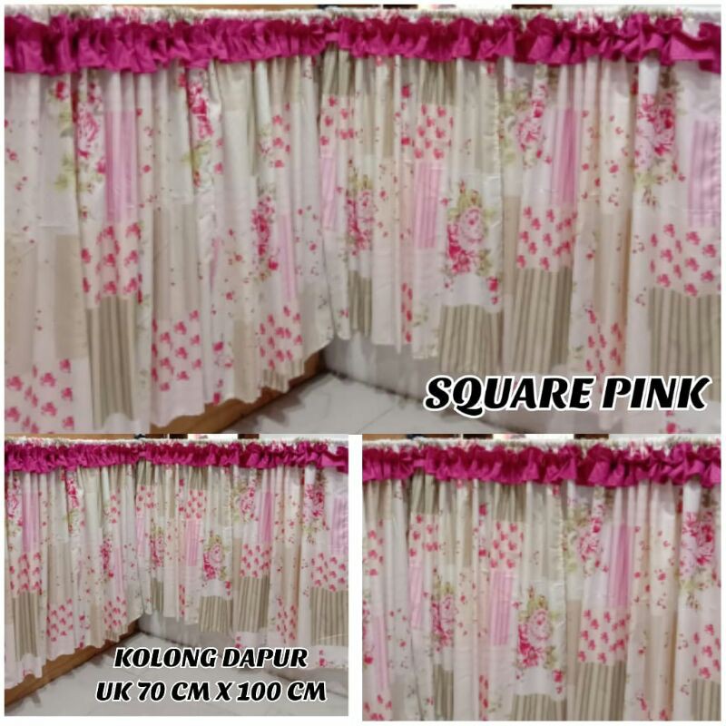 Gorden Kolong Dapur Motif Square pink