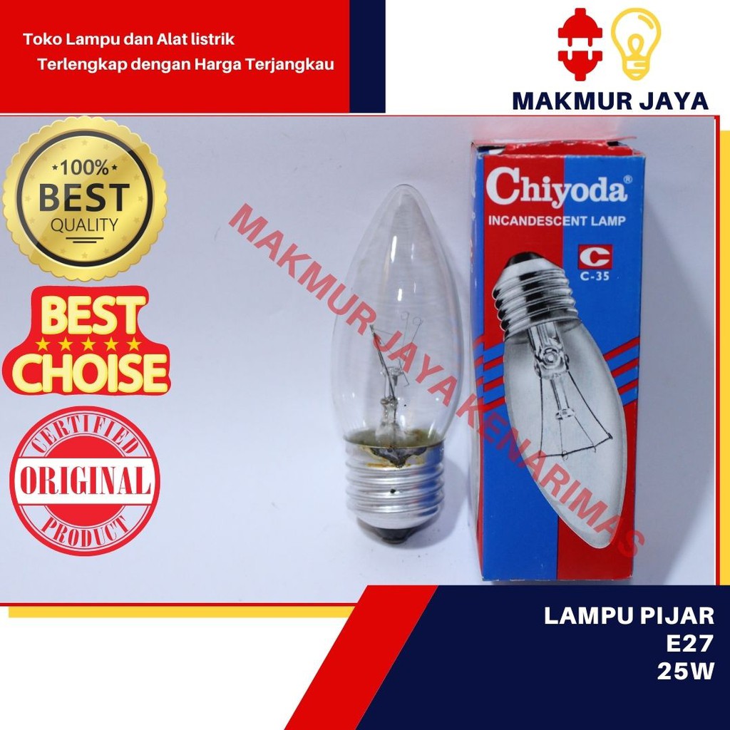 Lampu Jantung E27 Pijar/Lampu Candle Chiyoda 25W/Lampu Pijar E27