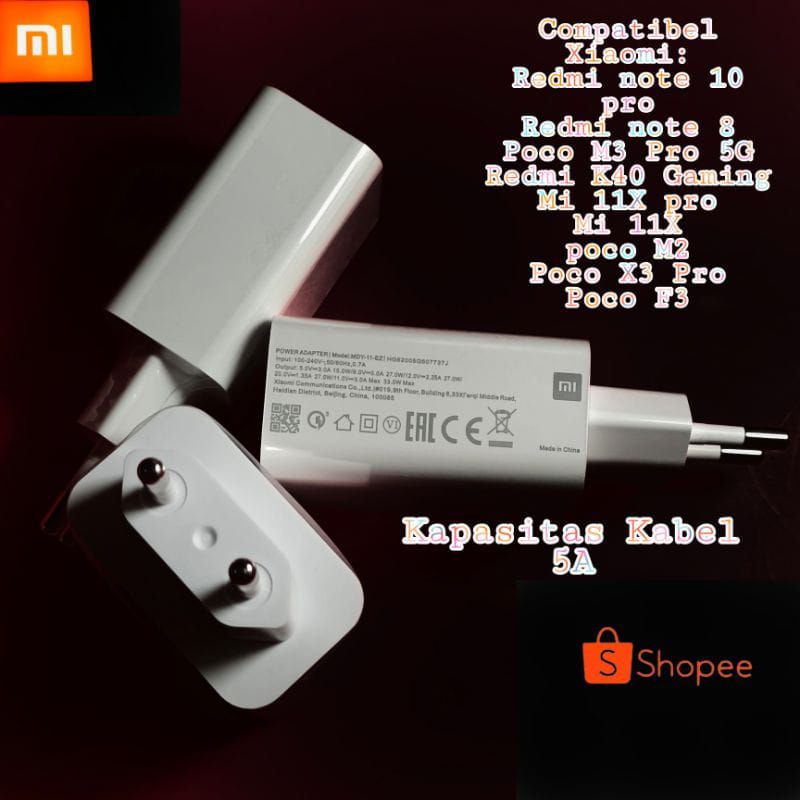 CHARGER XIAOMI TURBO CHAGER 33WATT TYPE C TURBO CHARGER 33 WATT REDMI NOTE 9/ 9 PRO/ NOTE 10/ 10 PRO