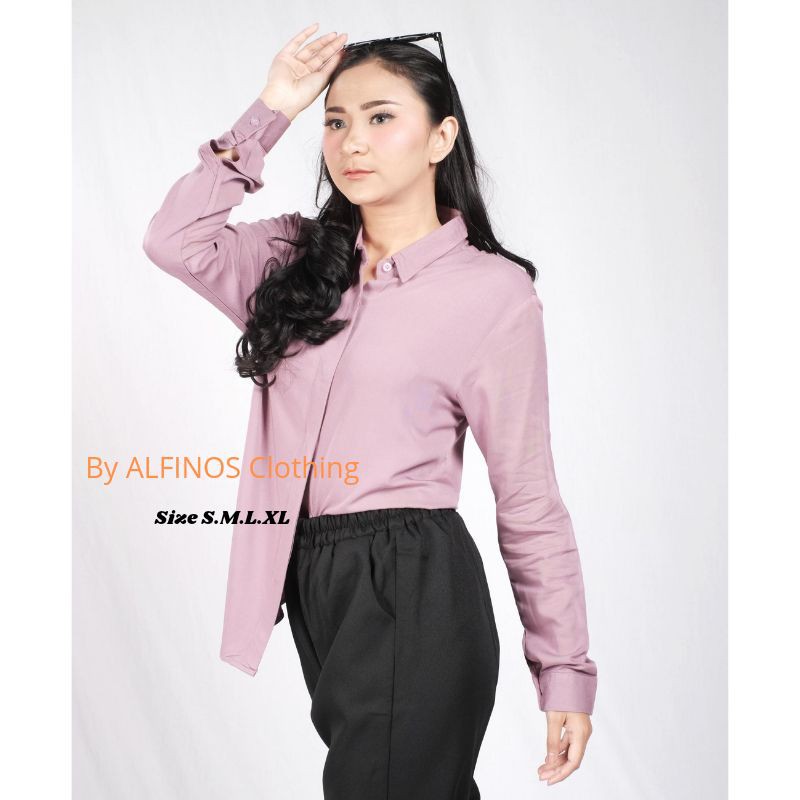 Baju Kemeja Wanita | Kemeja Cewek Lengan Panjang | Kemeja Premium | Kemeja Katun Wanita