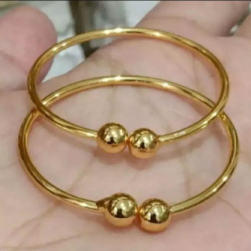 GELANG KERONCONG ANAK TITANIUM GOLD UMUR 2-5 TAHUN ISI 2 PCS ANTI LUNTUR DAN KARAT