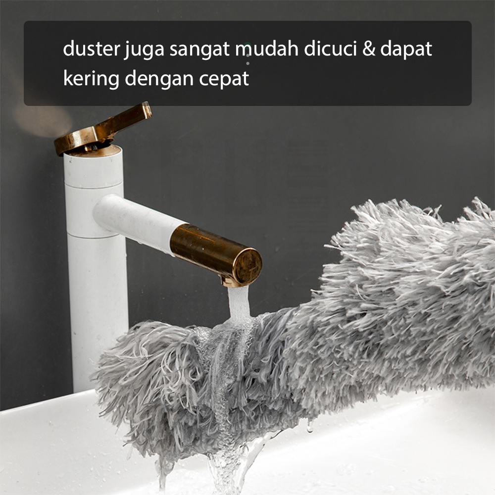 HUGO Kemoceng Alat Pembersih Debu Rumah Teleskopik Bulu Microfiber Gagang Panjang 2,8 Meter Adjustable