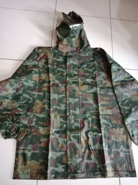 Jas hujan setelan/baju celana grc loreng army impor made in china