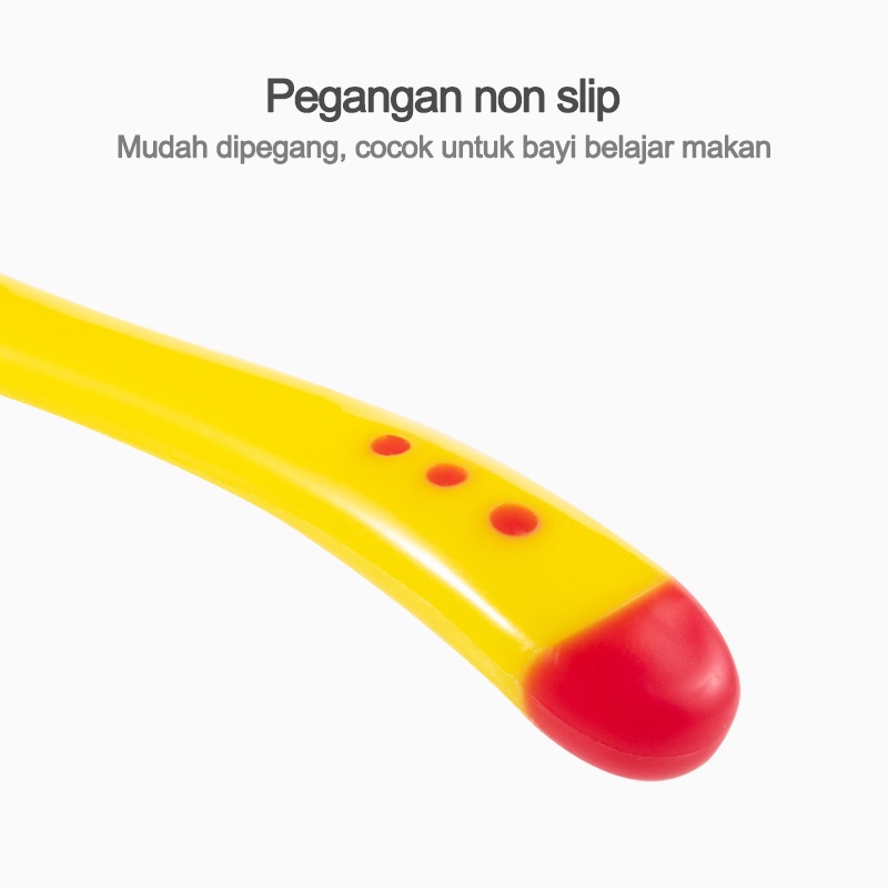 Sendok makan bayi silikon / Sendok dan Garpu Pengubah Suhu Bayi/Sendok Dan Garpu Pengubah Suhu Bayi Silikon Lembut/C 26