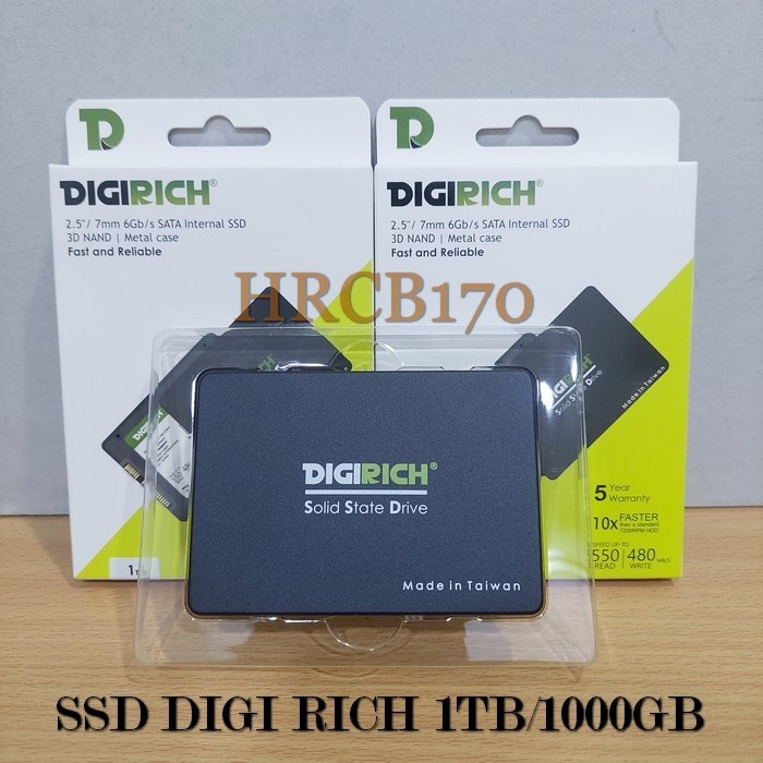 SSD DIGI RICH 1TB / 1000GB 2.5&quot; SLIM 6.0Gb/s SATA 3 Internal SSD -HRCB