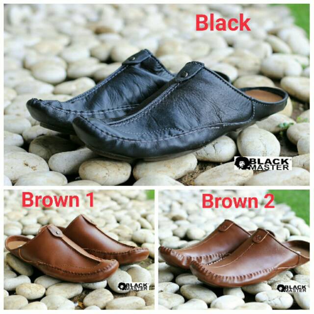 SEPATU SLOP KULIT ASLI  BLACKMASTER BUSTONG Slop