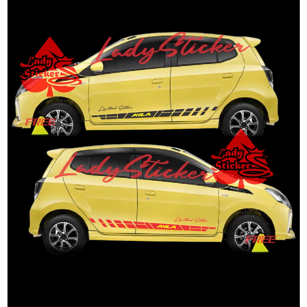 LIST STICKER STIKER MOBIL AYLA STRIPING STICKER MOBIL DAIHATSU AYLA BODY SAMPING