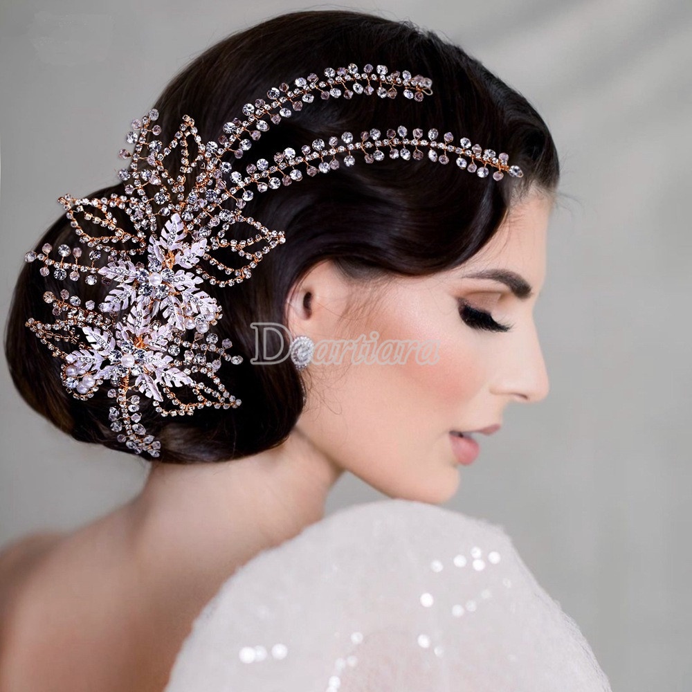 Hiasan Rambut Bridal Handmade Aksen Mutiara / Berlian Imitasi Ala Eropa / Amerika Untuk Wanita / Pernikahan