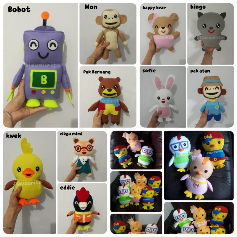 Boneka Flanel Handmade Didi and Friends / Boneka Wisuda Didi Nana Jojo