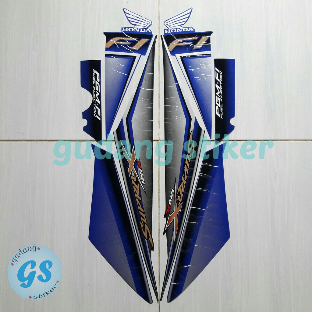 stiker striping motor honda supra x 125 fi 2009 hitam-biru