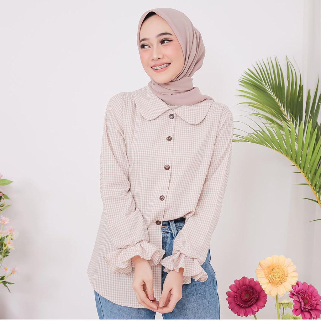 Atasan Wanita Lengan Panjang Kekinian Korean Style Baju Atasan Wanita Hijab Blus Wanita Lengan Panja