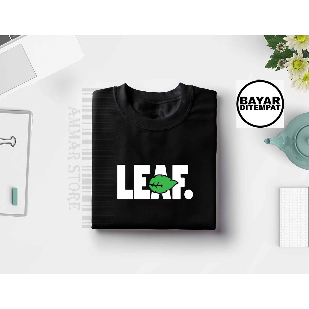 Kaos DISTRO LEAF T-shirt Distro Fashion 100% Combed 24s Kaos Tulisan korea Brand Distro Gambar Keren