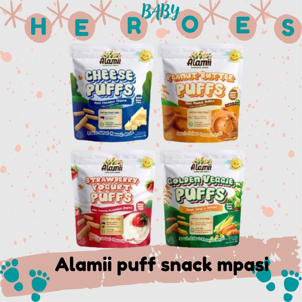 Alamii puff snack mpasi bayi cheese puffs peanut butter puffs sweet corn puffs