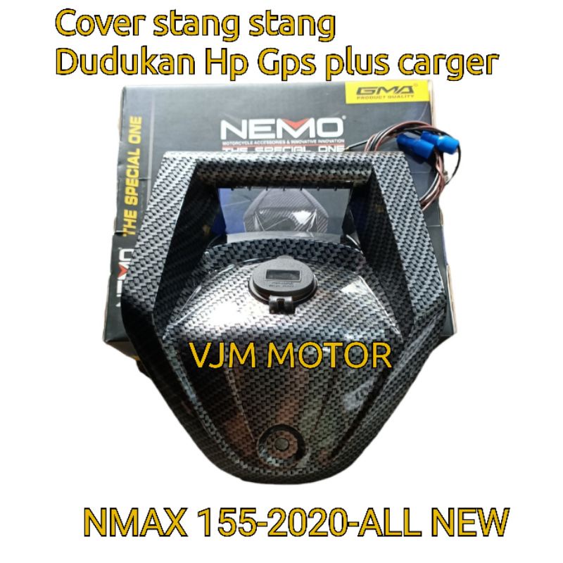 Cover stang GPS Nmax new Plus USB charger hp Nemo- cover stang Cabron  Nmax 154 2020 ALL NEW