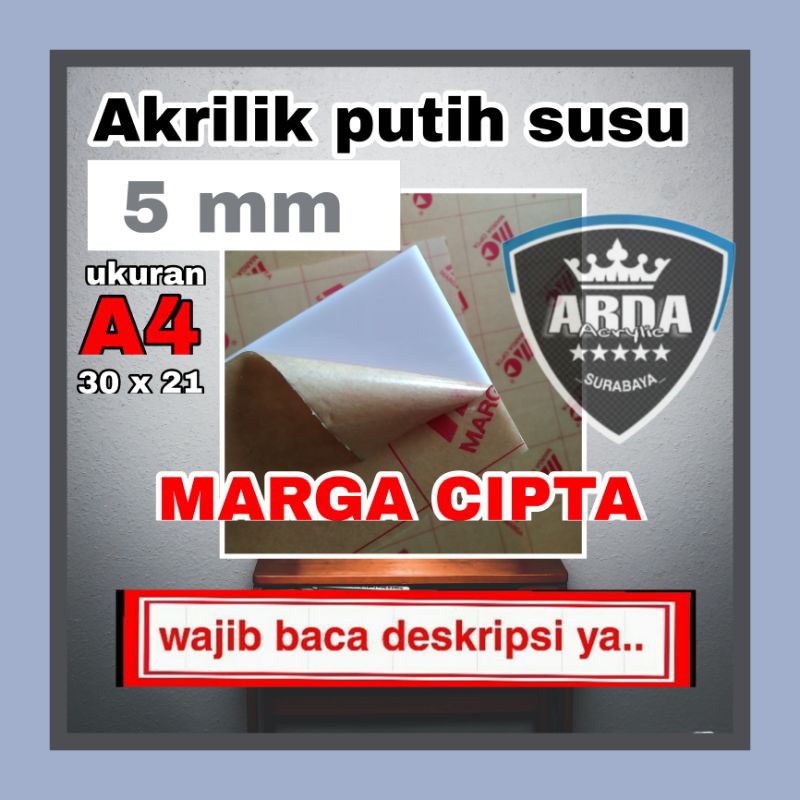 

Akrilik 5mm putih susu A4 acrylic Marga cipta