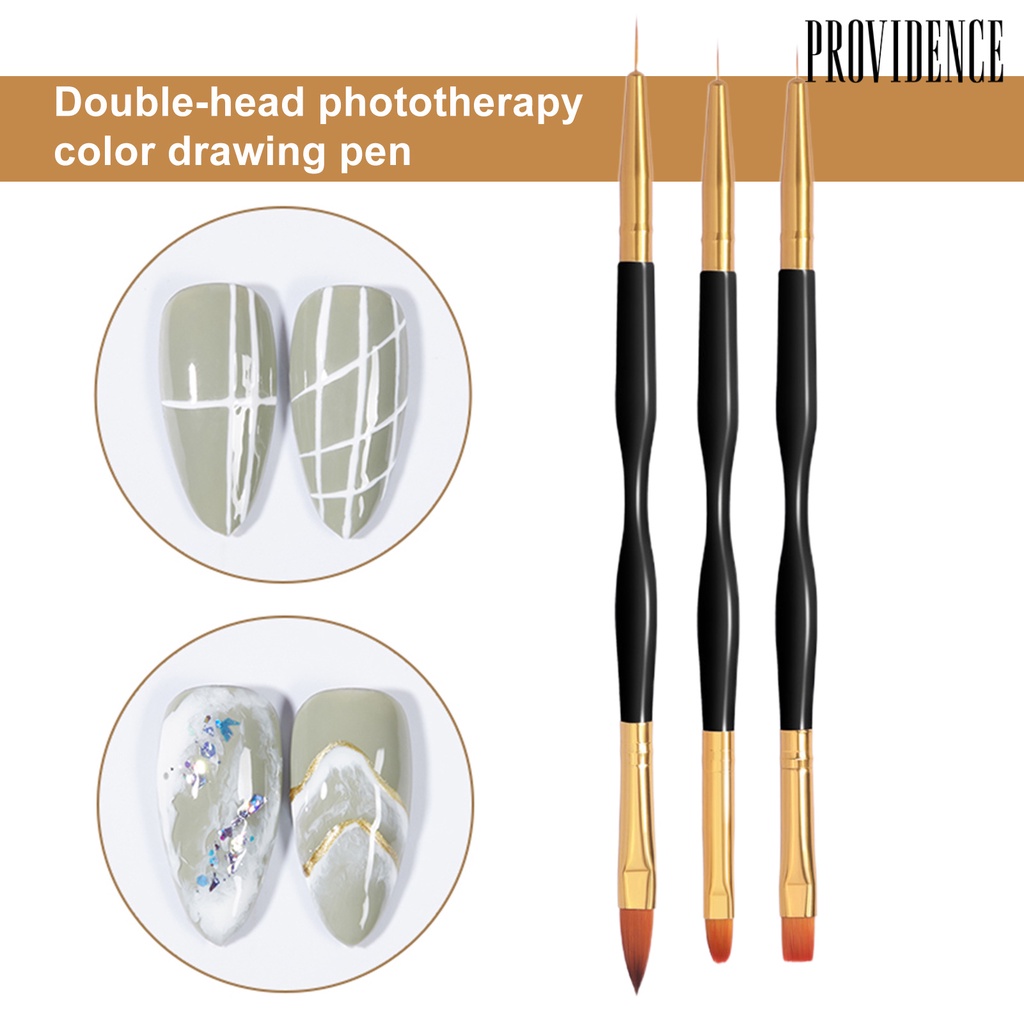 Providence 3Pcs/Set Nail Pen Delicate Nice-looking Plastic Double-Head Nail Art Drawing Liner for Beauty