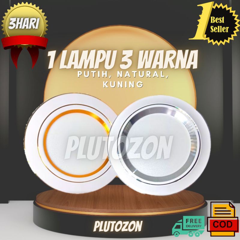 Lampu plafon Lampu Downlight 3 warna list silver