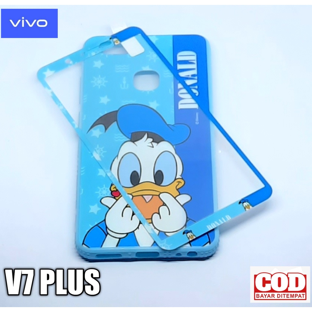 Casing Hp Vivo V7 Plus Softcase Oil Carachter + Tempered Glass