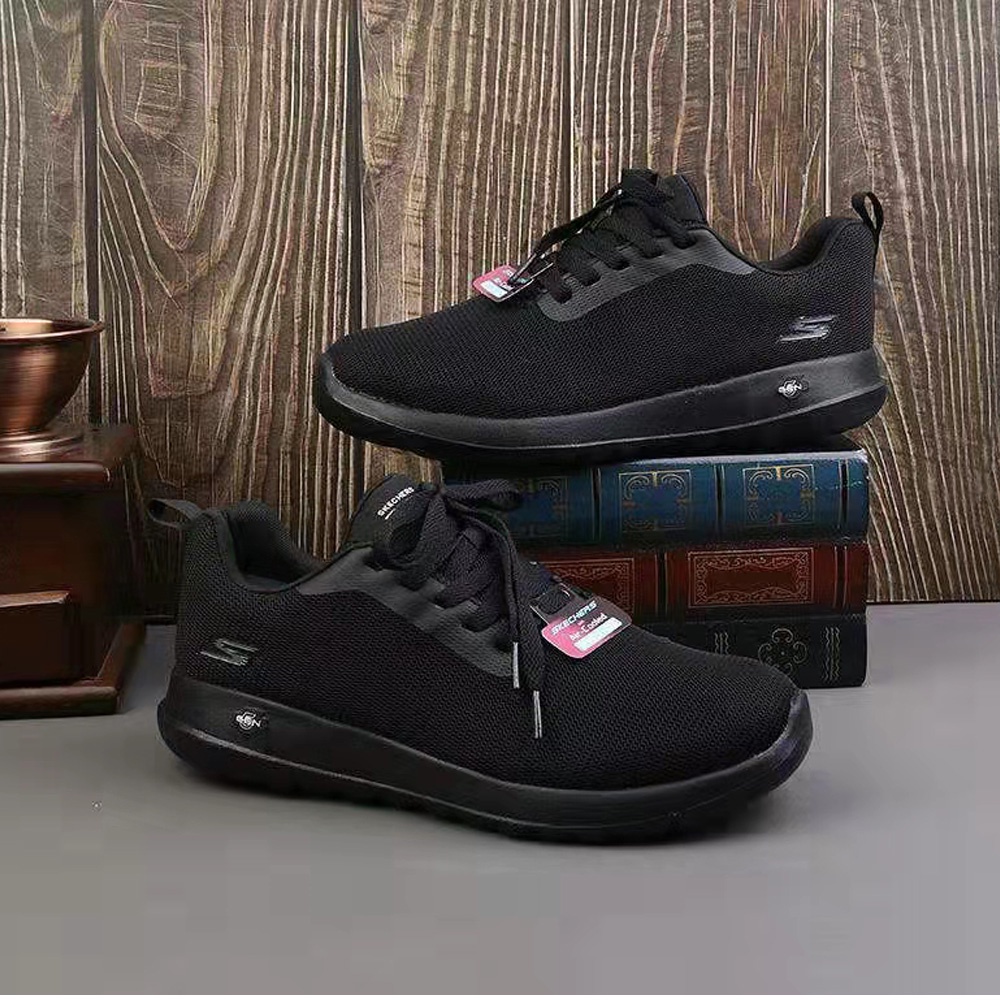 SKECHERS kasual sepatu casual  pria  slip on cowok sepatu hitam rajut pria shoes