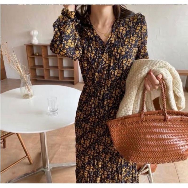 dress import korean / dress bunga flower floral garden / maxi dres korea bangkok maxy vintage impor