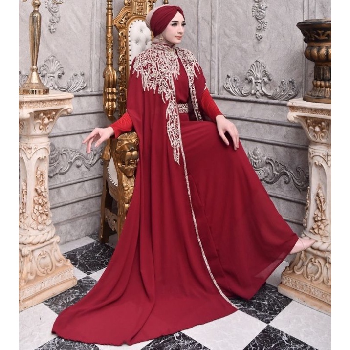 Promo Kaftan wanita amena Gratis turban kepala dan ikat pinggang / kaftan kondangan / kaftan lebaran