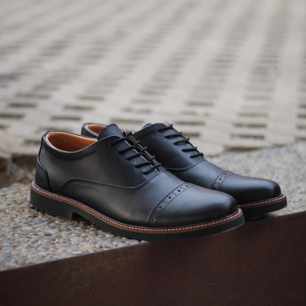 Jazz 0.2 Black | Sepatu Kulit Vintage Klasik Pria Cowok Derby Formal Original Footwear | FORIND Reyl