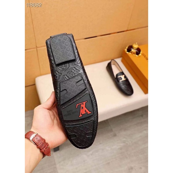 sepatu loafer lou is vuitton mirror quality shoes lv hitam kulit asli