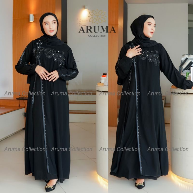 GAMIS ABAYA LAYLA (laila) EXCLUSIVE JETBLACK ORIGINAL By ARUMA COLLECTION
