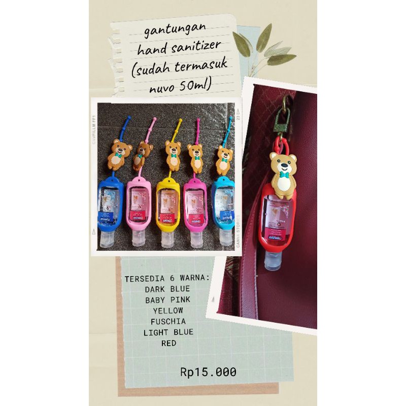 gantungan handsanitizer holder handsanitizer bear sudah termasuk nuvo hand sanitizer 50ml