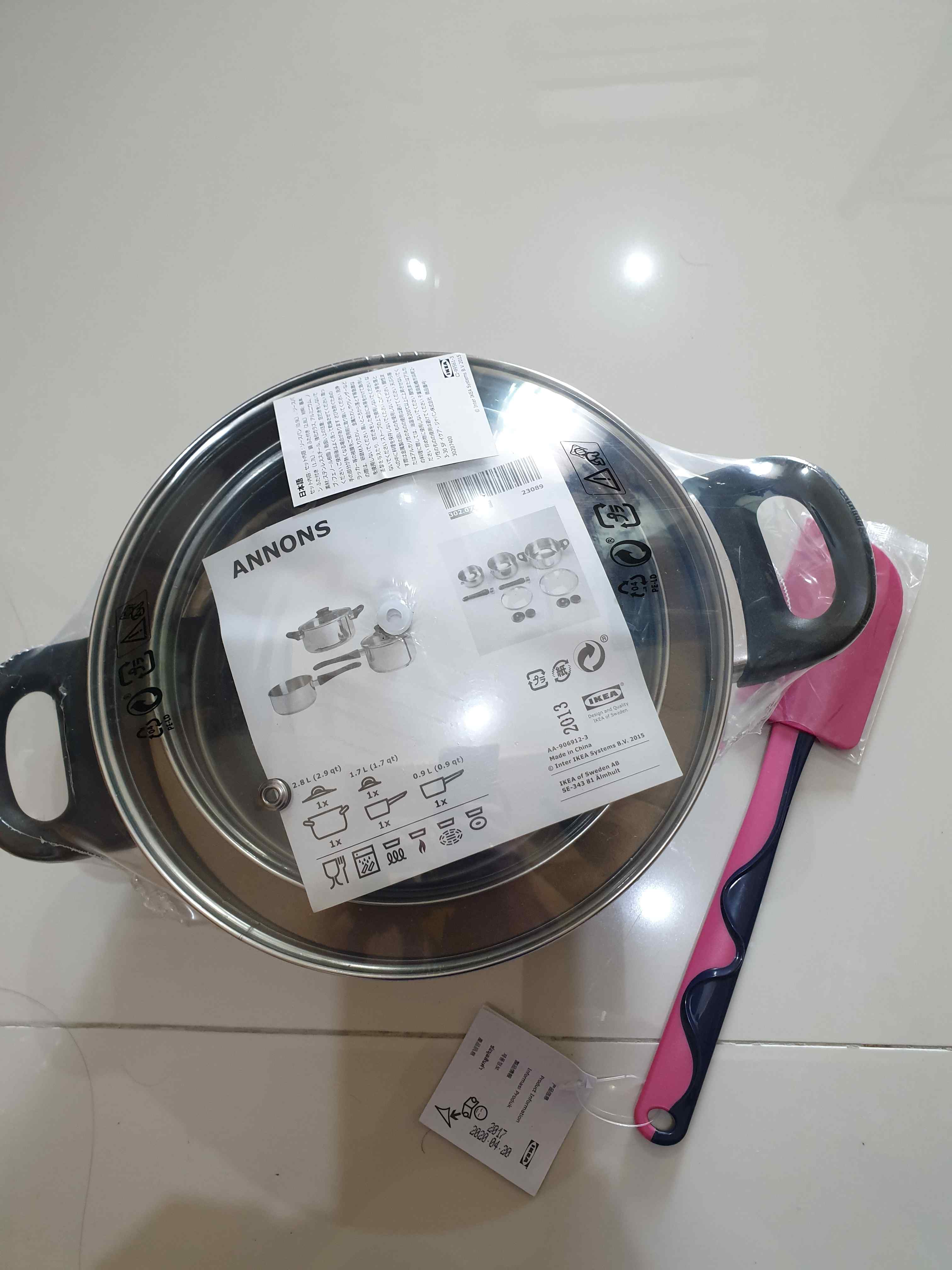 Peralatan Masak / Set Peralatan Masak / Panci Stainless, Set Isi 5, Kaca/baja Tahan Karat An427