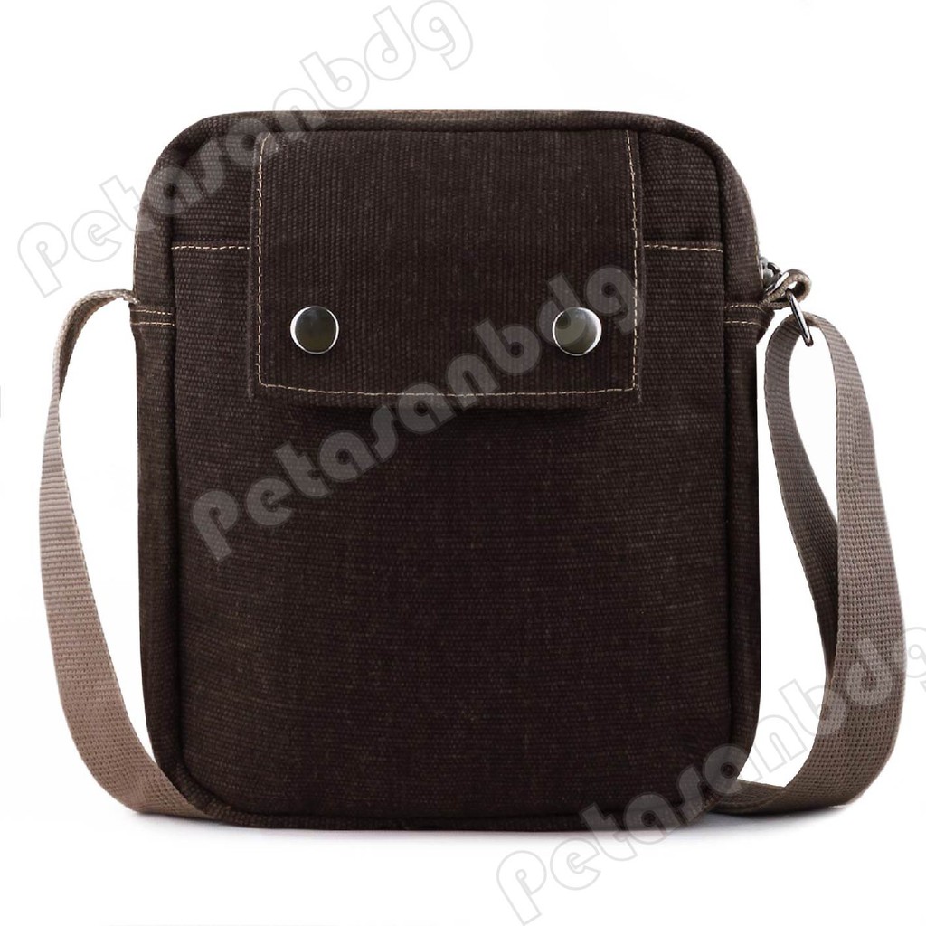 PTS -Braun Fox Douglas Canvas Multifunction Travel Satchel Messenger Shoulder Bag - Coklat Tua