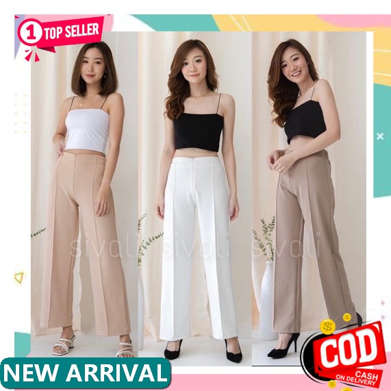 Celana Kantor Wanita Baggy Pants Model Skinny Bahan Kain Katun Twill Streth Elastis Tebal Dan Halus 