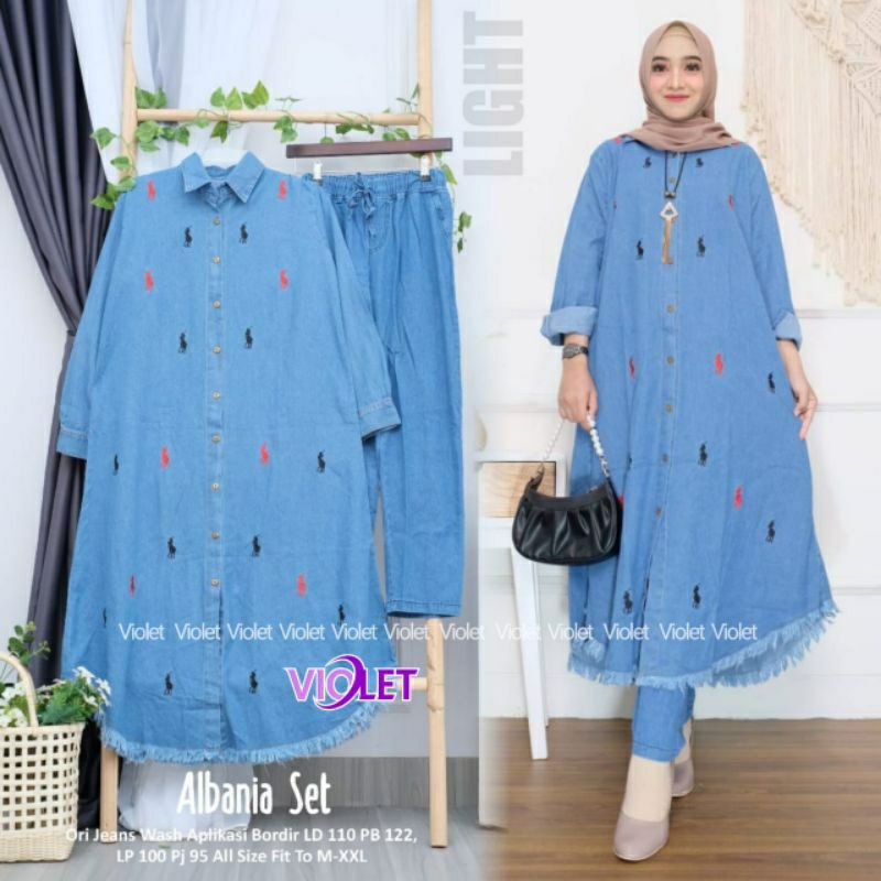 SET JEANS//STELAN WANITA//ONE SET//ALL SIZE BB 50-65KG//ALBANIA SET