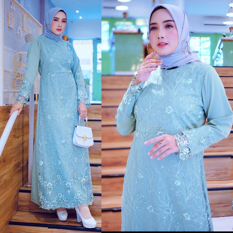 [Model Baru] Gamis Maxi Keila/ M,L,XL,XXL, 3XL / Brukat Premium/ Seragam/ Kondangan