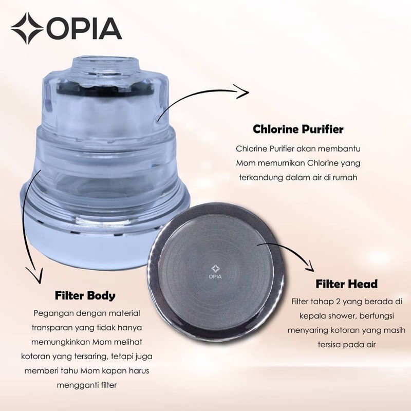 Opia steril shower head set - set penyaring air shower