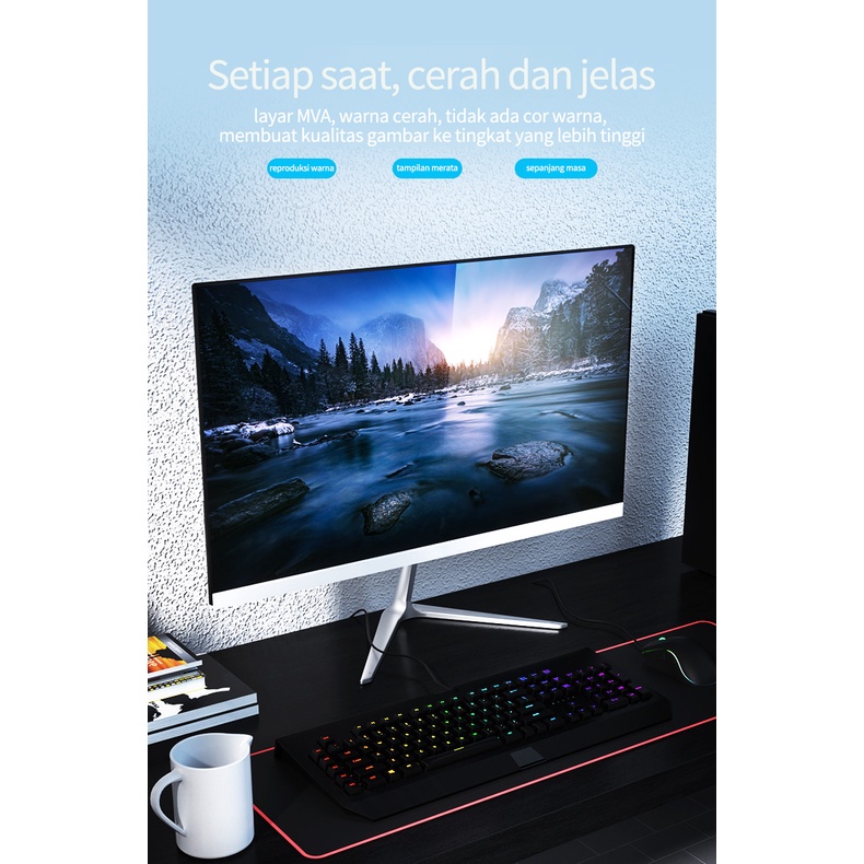 BLUE SKY Monitor definisi tinggi 27 inci yang menghadap langsung, monitor komputer gaming profesional, monitor definisi tinggi 2K/75HZ