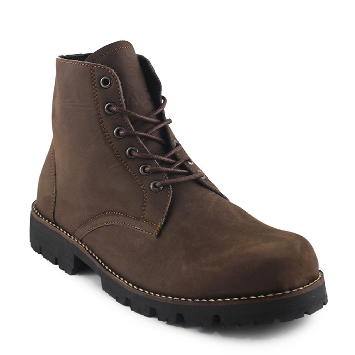 Sauqi Footwear - NEW Gantleman Sepatu Boots Safety Pria Kulit Asli Coklat