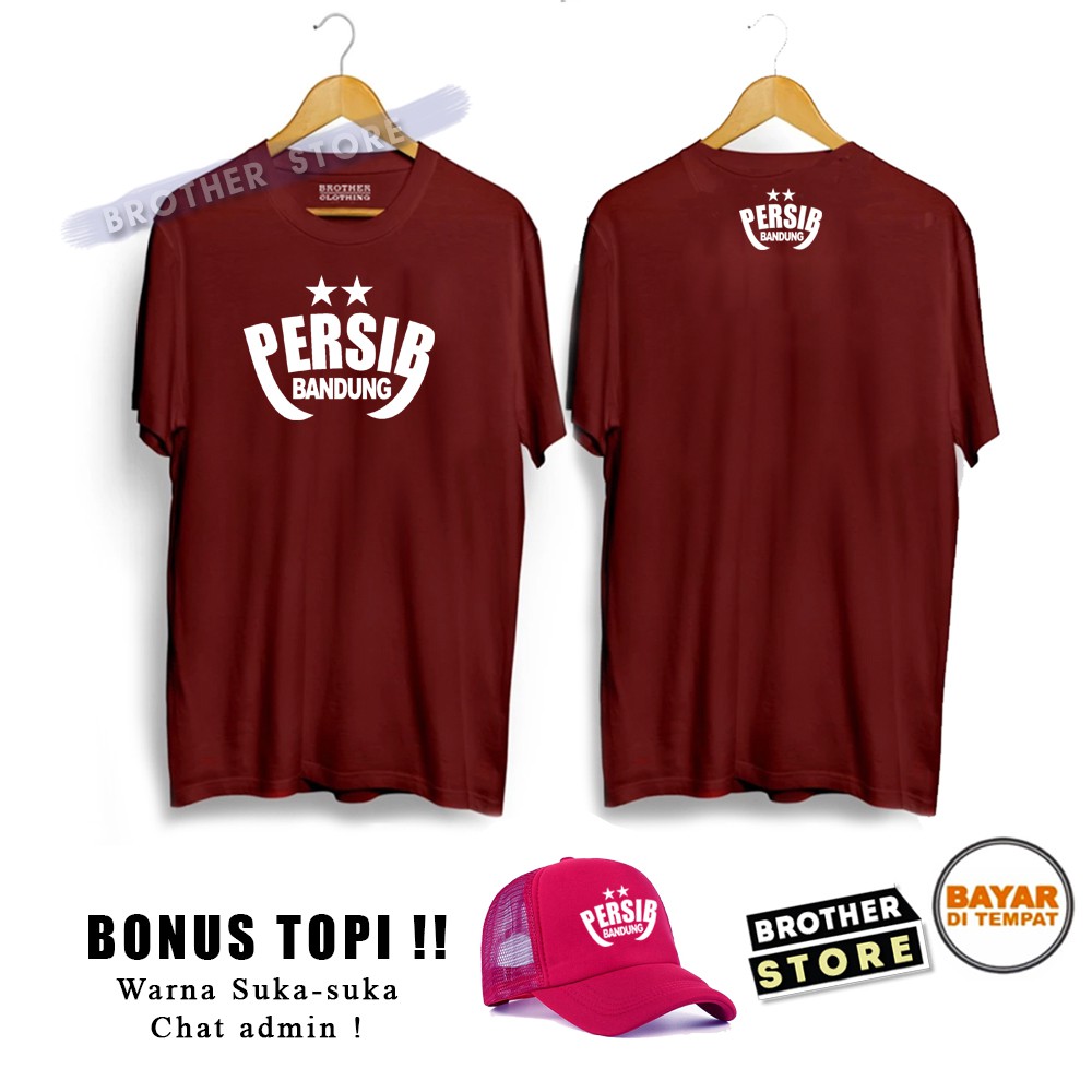 Bonus Topi !! Kaos Distro Pria PERSIB BANDUNG THE STAR White Premium