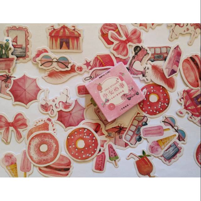 

Stiker lucu wrna pink untuk hiasan scrapbook notebook dll