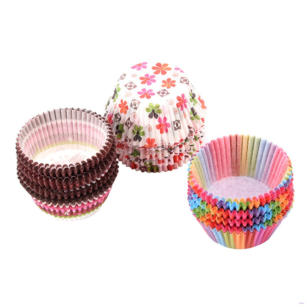 [READY STOCK] 100pcs Cupcake Liners Nonstick Oilproof Muffin Paper Cases Baking Cups Mould Random Color