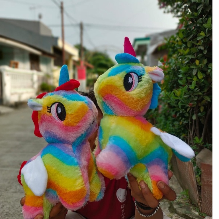 mainan anak perempuan boneka kuda unicorn rainbow terbaru