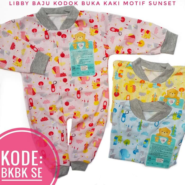 libby baju jumper bayi tutup kaki&amp;buka kaki segitiga dan segitiga empat isi 3pcs usia 0-3 bulan