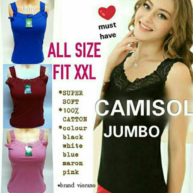 Camisol Tank Top Jumbo Renda Fit to XXL Viorano Super Soft Tanktop Jumbo Wanita Viorano Tangtop Adem-4