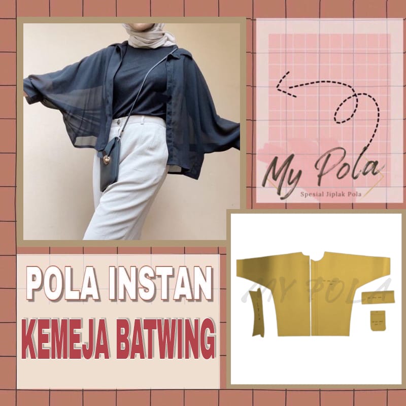 (COD) Pola Kemeja Batwing - Pola Kemeja Patricia - Pola Outer Oversize - Pola Cardigan Oversize - Po