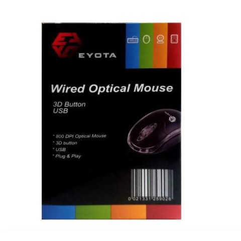 Mouse eyota wired usb 2.0 optical 800dpi 3d standard for pc laptop office by01 - Mice kabel by-01